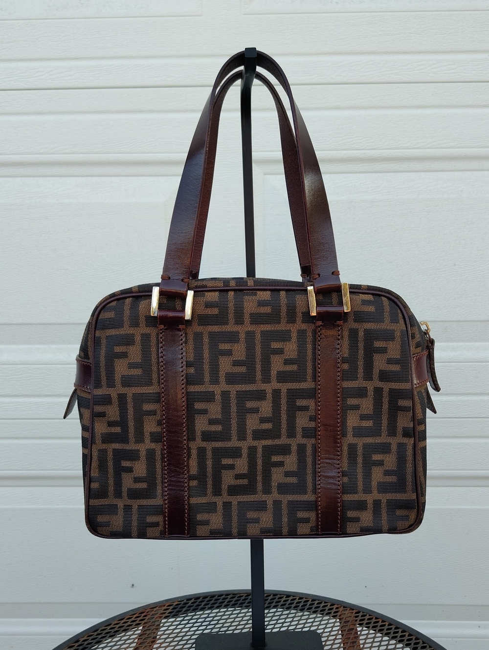 Vintage Fendi Zucca Mini Speedy Boston Hand Bag Monogram Classic Luxury Brown